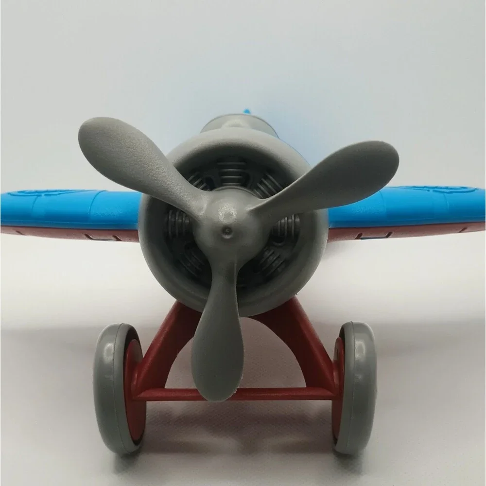 Green Toys 9” Blue Airplane with Propeller Wheels 100% Recycled Plastic Toy USA